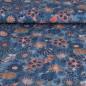 Preview: Viskose Druck Aquarellblüten auf rauchblau